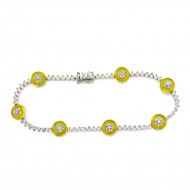 1.00CT Diamond and Yellow Lucite  18KT White Gold Bracelet